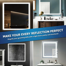Load image into Gallery viewer, 36 in. x 36 in. LED Lighted Bathroom Vanity Mirror, Anti - Fog, Touch Button, Adjustable Color Temperature &amp; Remembrance, Wall Mounted Makeup Mirror, CRI 90+, Window Style - LEDMyPlace