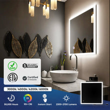 Load image into Gallery viewer, 36 in. x 36 in. LED Lighted Bathroom Vanity Mirror, Anti - Fog, Touch Button, Adjustable Color Temperature &amp; Remembrance, Wall Mounted Makeup Mirror, CRI 90+, Window Style - LEDMyPlace