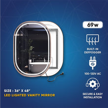 Load image into Gallery viewer, 36 in. x 48 in. LED Lighted Bathroom Vanity Mirror, Anti - Fog, CRI 90+, Adjustable Color Temperature &amp; Remembrance, Lighted Makeup Mirrors, Neu - U Style - LEDMyPlace