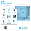 Load image into Gallery viewer, 36 in. x 48 in. LED Lighted Bathroom Vanity Mirror, Anti - Fog, CRI 90+, Adjustable Color Temperature &amp; Remembrance, Lighted Makeup Mirrors, Neu - U Style - LEDMyPlace