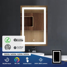 Load image into Gallery viewer, 36 in. x 48 in. Vanity Mirror with Lights, Anti - Fog, CRI 90+, Makeup Mirror with Lights, Touch Switch Control, CCT Adjustable With Remembrance, LED Mirror for Bathroom, Inner Window Style - LEDMyPlace