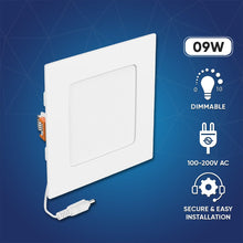 Load image into Gallery viewer, 4" 9W LED Slim Panel Recessed Ceiling Light CCT Changeable 2700K 3000K 3500K 4000K 5000K, with Junction Box, Square - LEDMyPlace
