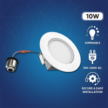Load image into Gallery viewer, 4 Inch LED Recessed Lighting with Adjustable Eyeball, 10W, Dimmable, Mounting Clip, Recessed Downlights For Living Room, Office, Closets, Kitchens, Hallways - LEDMyPlace