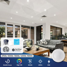 Load image into Gallery viewer, 4" LED Disk Downlight, 10W, 5CCT Changeable: 2700K/3000K/3500K/4000K/5000K, 120V AC, Damp Rated - LEDMyPlace