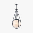 Load image into Gallery viewer, 4 - Light Chandelier Light Fixture Black Finish Hardware with Black Rope and Translucency whilte glass ,E12 Base - LEDMyPlace