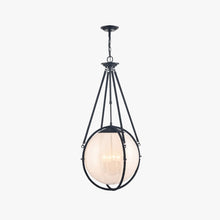 Load image into Gallery viewer, 4 - Light Chandelier Light Fixture Black Finish Hardware with Black Rope and Translucency whilte glass ,E12 Base - LEDMyPlace