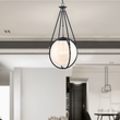 Load image into Gallery viewer, 4 - Light Chandelier Light Fixture Black Finish Hardware with Black Rope and Translucency whilte glass ,E12 Base - LEDMyPlace