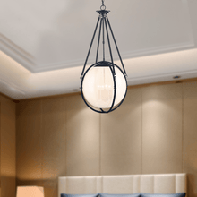 Load image into Gallery viewer, 4 - Light Chandelier Light Fixture Black Finish Hardware with Black Rope and Translucency whilte glass ,E12 Base - LEDMyPlace