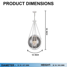 Load image into Gallery viewer, 4 - Light Chandelier Light Fixture Black Textured White Finish Hardware with White Rope and Clear Glass ,E12 Base - 18”D x 38“H - LEDMyPlace