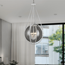 Load image into Gallery viewer, 4 - Light Chandelier Light Fixture Black Textured White Finish Hardware with White Rope and Clear Glass ,E12 Base - LEDMyPlace