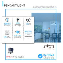 Load image into Gallery viewer, 4 - Lights Chandelier Lighting Fixture, Clear Glass Chandelier for Kitchen, Coffee Bar, E26 Base - LEDMyPlace