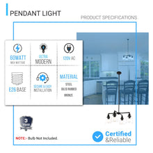 Load image into Gallery viewer, 4 - Lights Chandelier Lighting Fixture, Clear Glass Chandelier for Kitchen, Coffee Bar, E26 Base - LEDMyPlace