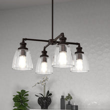 Load image into Gallery viewer, 4-Lights Chandelier Lighting Fixture, Clear Glass Chandelier for Kitchen, Coffee Bar, E26 Base