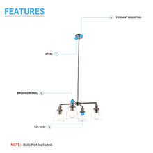 Load image into Gallery viewer, 4 - Lights Chandelier Lighting Fixture, Clear Glass Chandelier for Kitchen, Coffee Bar, E26 Base - LEDMyPlace