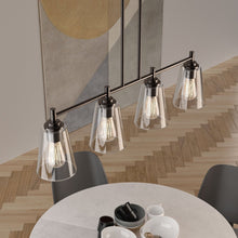 Load image into Gallery viewer, 4-Lights Island Linear Pendant Light with Clear Glass Shade, E26 Base, UL Listed for Damp Location