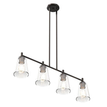 Load image into Gallery viewer, 4 - Lights Island Linear Pendant Light with Clear Glass Shade, E26 Base, UL Listed for Damp Location - LEDMyPlace