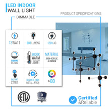 Load image into Gallery viewer, 4 - Lights, LED Wall Sconce Light 12W/Head, 3000K, 600LM/Head, Integrated LED Light Combination, 120V Dimmable, Matte Black Body Finish - LEDMyPlace