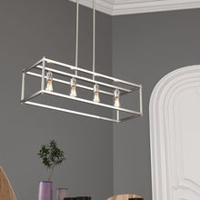 Load image into Gallery viewer, 4 - Lights Linear Chandelier Light, For Damp Location, Open Frame Rectangle Chandeliers, E26 Base, UL Listed, 5 Years Warranty - LEDMyPlace