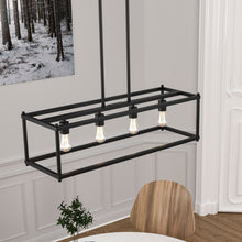 Load image into Gallery viewer, 4 - Lights Linear Chandelier Light, For Damp Location, Open Frame Rectangle Chandeliers, E26 Base, UL Listed, 5 Years Warranty - LEDMyPlace