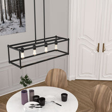 Load image into Gallery viewer, 4 - Lights Linear Chandelier Light, For Damp Location, Open Frame Rectangle Chandeliers, E26 Base, UL Listed, 5 Years Warranty - LEDMyPlace