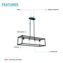 Load image into Gallery viewer, 4 - Lights Linear Chandelier Light, For Damp Location, Open Frame Rectangle Chandeliers, E26 Base, UL Listed, 5 Years Warranty - LEDMyPlace