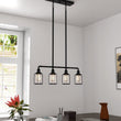 Load image into Gallery viewer, 4 - Lights Linear Pendant Light with Clear Glass Shades, Matte Black Finish, UL Listed for Damp Location, E26 Base - LEDMyPlace