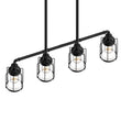 Load image into Gallery viewer, 4 - Lights Linear Pendant Light with Clear Glass Shades, Matte Black Finish, UL Listed for Damp Location, E26 Base - LEDMyPlace