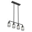 Load image into Gallery viewer, 4 - Lights Linear Pendant Light with Clear Glass Shades, Matte Black Finish, UL Listed for Damp Location, E26 Base - LEDMyPlace