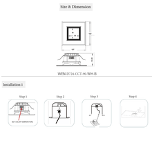 Load image into Gallery viewer, 4" Square LED Downlight, 10W, 5CCT Changeable: 2700K/3000K/3500K/4000K/5000K, 120V AC, Baffle Aluminum Trim, Damp Rated - LEDMyPlace