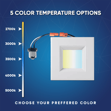Load image into Gallery viewer, 4" Square LED Downlight, 10W, 5CCT Changeable: 2700K/3000K/3500K/4000K/5000K, 120V AC, Baffle Aluminum Trim, Damp Rated - LEDMyPlace