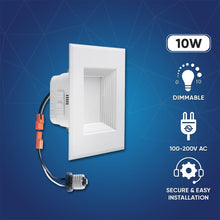 Load image into Gallery viewer, 4" Square LED Downlight, 10W, 5CCT Changeable: 2700K/3000K/3500K/4000K/5000K, 120V AC, Baffle Aluminum Trim, Damp Rated - LEDMyPlace