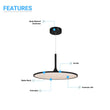 Load image into Gallery viewer, 41W Round Plate Pendant Light, 3000K, 2225LM, Diameter 17.3" x 55"H, Dimmable, Home Office Lighting - LEDMyPlace