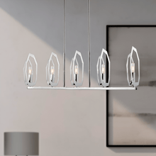 Load image into Gallery viewer, 43.5 in. 5 - Light Chrome and stainless steel Finish with Deco Candlestick Linear Chandelier for Dining Room - LEDMyPlace