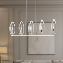 Load image into Gallery viewer, 43.5 in. 5 - Light Chrome and stainless steel Finish with Deco Candlestick Linear Chandelier for Dining Room - LEDMyPlace