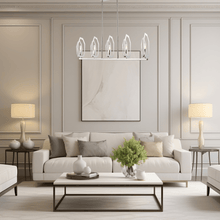 Load image into Gallery viewer, 43.5 in. 5 - Light Chrome and stainless steel Finish with Deco Candlestick Linear Chandelier for Dining Room - LEDMyPlace