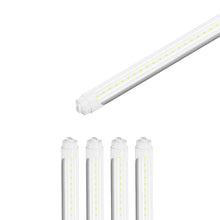 Load image into Gallery viewer, T8 8ft LED Tube/Bulb - 32/36/40/48W Wattage Adjustable, 130lm/w, 3000K/4000K/5000K/6500K CCT Changeable, Clear, R17D Base,- Ballast Bypass