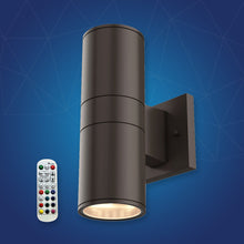 Load image into Gallery viewer, LED Outdoor Up &amp; Down Lights With Remote, RGBW, Cylinder, 18WX2, AC100-277V, IP65, ETL CE RoSH Approval, Outdoor Wall Lights