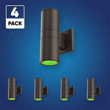 Load image into Gallery viewer, LED Up &amp; Down Lights Outdoor Wall Light, Cylinder Outdoor Sconces, 2x36W, AC100- 277V, Double Side Light (Avail Color - Red, Green, Blue)