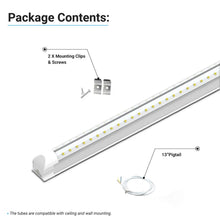 Load image into Gallery viewer, 4ft LED Shop Light Fixture, 30W V Shape 6500K 3900LM Clear Cover, AC100 - 277V, ETL Listed, Plug and Play, Damp Location, High Output T8 Integrated LED Tube, Linkable LED Shop Lights for Garage, Workshop, Basement - LEDMyPlace