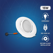 Load image into Gallery viewer, 5 in. and 6 in. White LED Recessed Ceiling Light Fixture Trim with Adjustable Eyeball, 15W, 1060LM, Dimmable, Energy Star &amp; ETL - LEDMyPlace