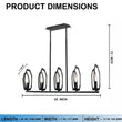 Load image into Gallery viewer, 5 - Light Matte Black Finish with Deco Candlestick Linear Chandelier for Dining Room - 43"L x 7“W x 13”H - LEDMyPlace