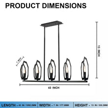 Load image into Gallery viewer, 5 - Light Matte Black Finish with Deco Candlestick Linear Chandelier for Dining Room - 43"L x 7“W x 13”H - LEDMyPlace