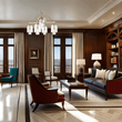 Load image into Gallery viewer, 5 - Light Modern Glass Bell Shade Round Chandelier Diam 35.5", Brass Finish Hardware with Clear Glass, 27.5" Height, 120V, Bulb Type B10, Socket Type E12, Max wattage Per Socket 60W - LEDMyPlace