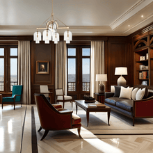 Load image into Gallery viewer, 5 - Light Modern Glass Bell Shade Round Chandelier Diam 35.5", Brass Finish Hardware with Clear Glass, 27.5" Height, 120V, Bulb Type B10, Socket Type E12, Max wattage Per Socket 60W - LEDMyPlace