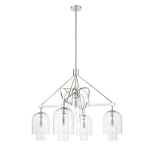 Load image into Gallery viewer, 5 - Light Modern Glass Bell Shade Round Chandelier Diam 35.5", Polished Nickel Finish Hardware with Clear Glass, 27.5" Height, 120V, Bulb Type B10, Socket Type E12, Max wattage Per Socket 60W - LEDMyPlace