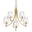 Load image into Gallery viewer, 5 - Lights Chandelier Light - Brass Gold Finish with Clear Glass Shades, E26 Socket, UL Listed for Damp Location, 3 Years Warranty - LEDMyPlace