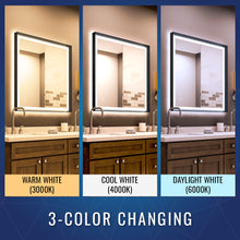 Load image into Gallery viewer, Frontlit/Backlit LED Lighted Bathroom Vanity Mirror with Frame, Anti-Fog, Touch Button, CRI 90+, Adjustable CCT &amp; Memory, Magnum Style