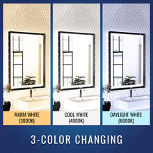 Load image into Gallery viewer, Frontlit/Backlit LED Lighted Bathroom Vanity Mirror with Frame, Anti-Fog, Touch Button, CRI 90+, Adjustable CCT &amp; Memory, Magnum Style