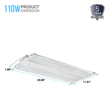 Load image into Gallery viewer, 2FT LED Linear High Bay Shop Light, 110W, 5700K, 15000LM, 120-277VAC, 0-10V Dim, UL DLC Listed, Linear Hanging Light for Warehouse Workshops-2 Pack