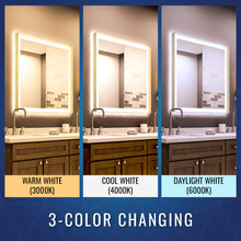 Load image into Gallery viewer, Frontlit/Backlit LED Lighted Bathroom Vanity Mirror with Frame, Anti-Fog, Touch Button, CRI 90+, Adjustable CCT &amp; Memory, Magnum Style